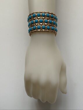 Gold-Plated Bracelet Turquoise Coloured Stones
